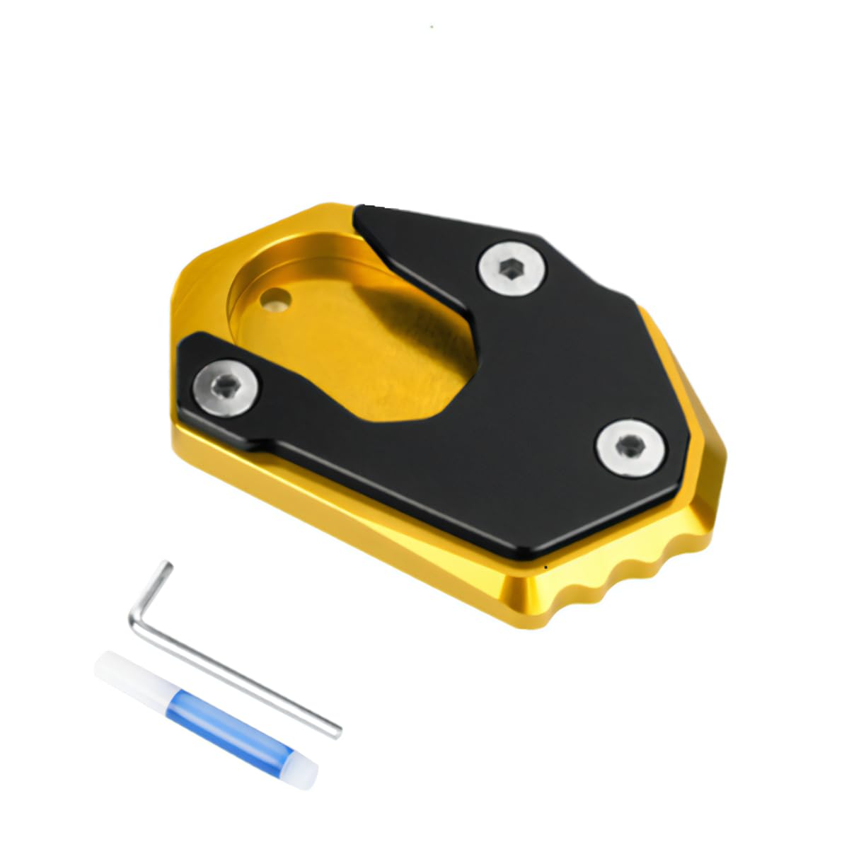 

azumafy Motorcycle Side Stand Plate Pad, Universal Kickstand, Aluminum Alloy, Anti-Sinking, Dress-Up Parts, Custom (Yellow)