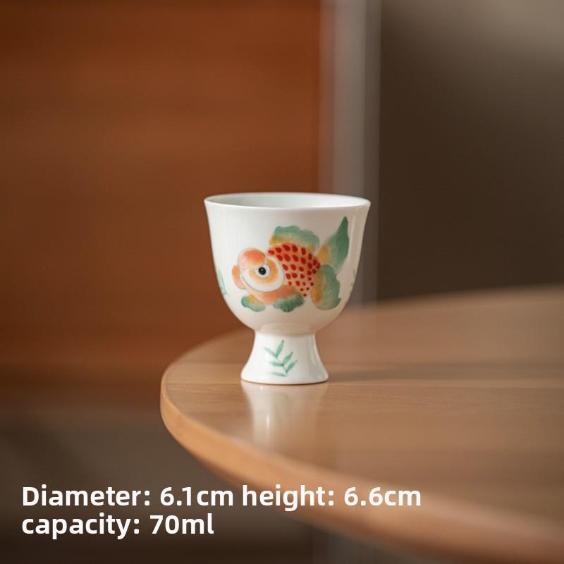 Hand-painted Fortune Fish Teacup Retro Tea Bowl Single Cups Tea-tasting Personal Cup Chazhan Master Cups For Tea Supplies