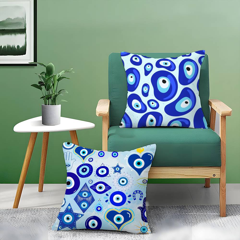 Evil Eye Symbol Art Pillow Case Comfort Sofa Bed Silky Elegant Invisible Zipper Decorative Cushion Cover