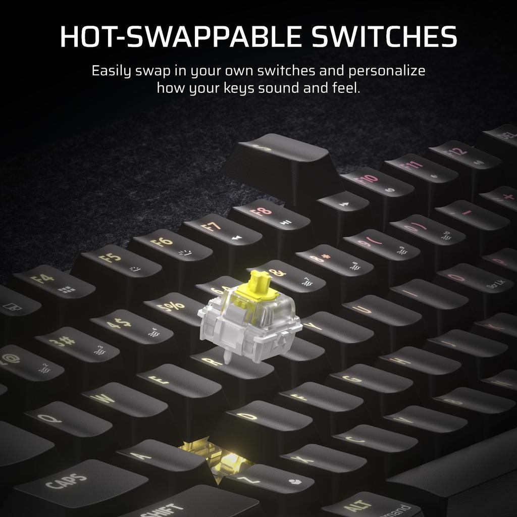 CORSAIR K65 Plus Wireless RGB Mechanical Gaming Keyboard Lubricated MLX Fusion Tactile Switches Sound Damping PBT Keycaps QWERTY NA Black 75% Hot-Swap