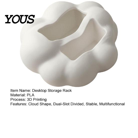 Durable Pla Storage 3D Printed Cloud Shape Desktop Organizer, Cute Remote Control Holder Rack with Dual Slots, Multifunctional Caddy for Pens, Makeup