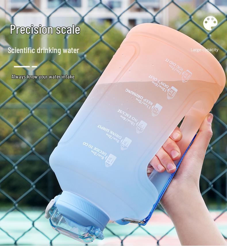 Large Capacity Frosted Sports Water Bottle with Straw - Temperature Resistant Portable Travel Cup for Men
