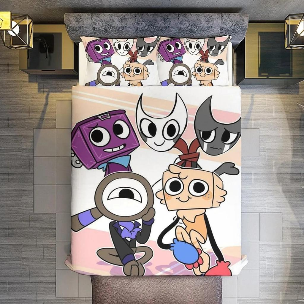 Hra D-Dandy's World Povlečení 3D Tištěná Sada Povlaku na Přikrývku s Povlaky na Polštáře Chlapec Dospívající Děti Narozeninový Dárek Měkké Roztomilé Ložní Prádlo