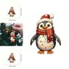 Christmas Penguin Acrylic Car Mirror Ornament With Cartoon Style For Car Interior Decor