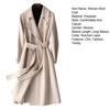 Womens Long Wool Peacoat Notched Lapel Open Front Trench Coat Slim Fit Fall Winter Warm Overcoat with Belt