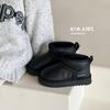 Kids Winter Snow Boots Boys Girls Genuine Leather Ankle With Warm Cotton Lining Anti-Slip TPR Sole