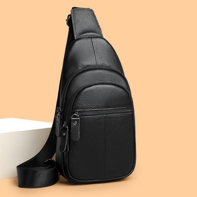 Men's Lychee Pattern Casual Breast Bag