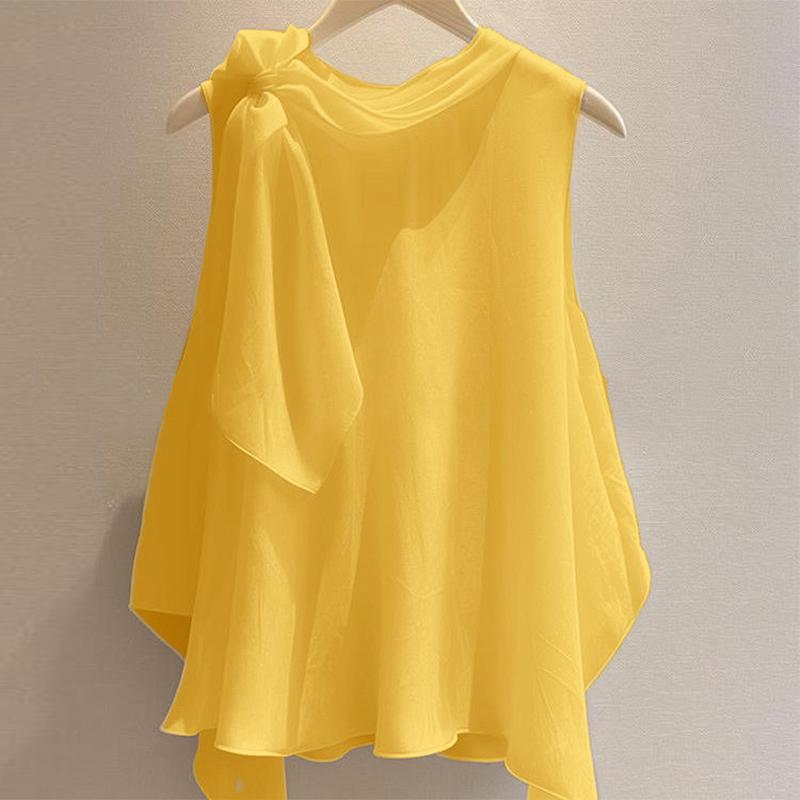 

ZANZEA Womens Summer Casual Round Neck Loose Sleeveless Tank Tops 5XL жёлтый