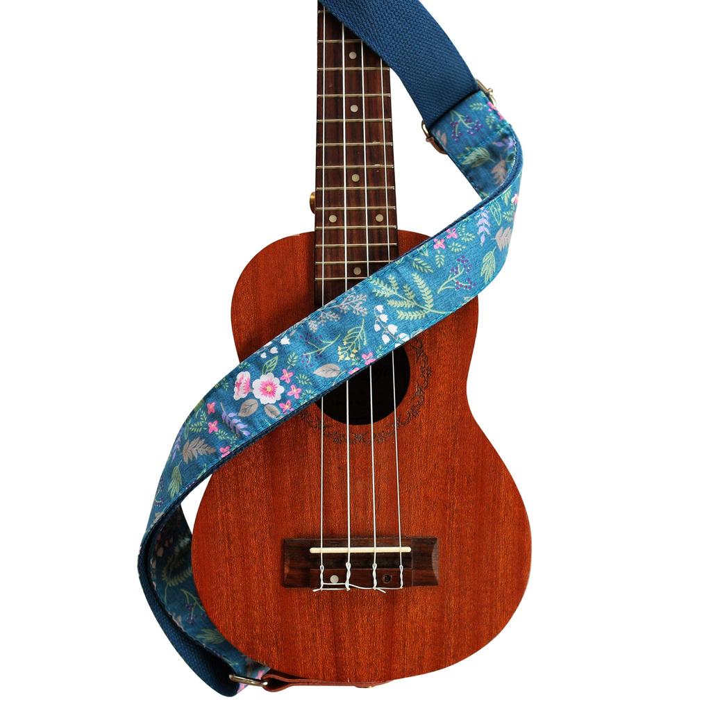 MUSIC Original Design Retro Fog Soft Cotton Genuine Leather Ukulele Strap Ukulele Shoulder Strap 1 Branded Strap FIRST® "Dawn Garden" & (Includes