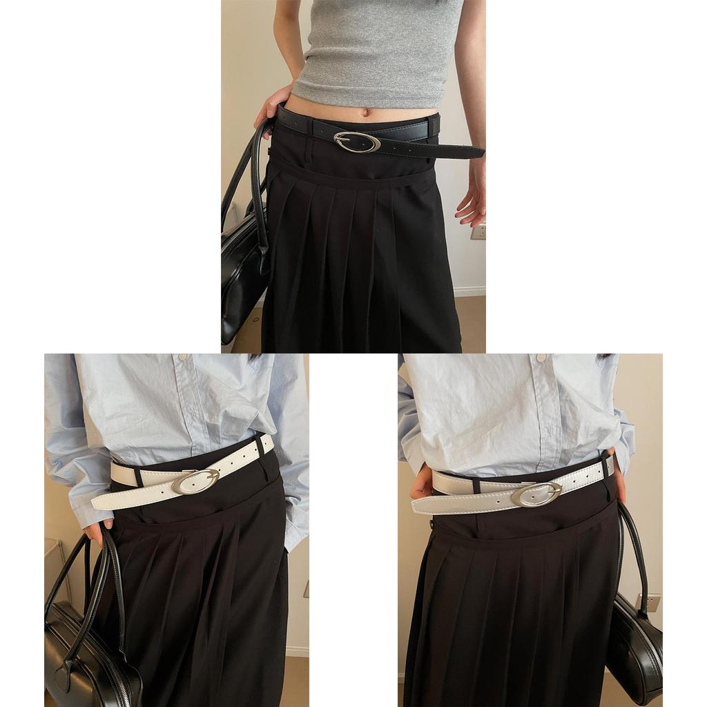 Modischer Damen Gürtel im koreanischen Stil mit unregelmäßiger ovaler Metallschnalle für Kleider und Hosen