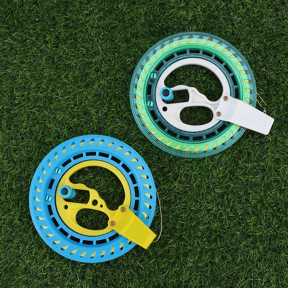Outdoor Game Round Blue Twisted String Line Kite Reel String Flying Winder Fire Wheel Handle Tool