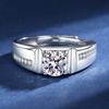 Bague Ringen 18K białe złoto kolor okrągły 1.0CT Moissanite pierścionki dla mężczyzn ceremonia ślubna pierścień olśniewające męskie akcesoria biżuteria