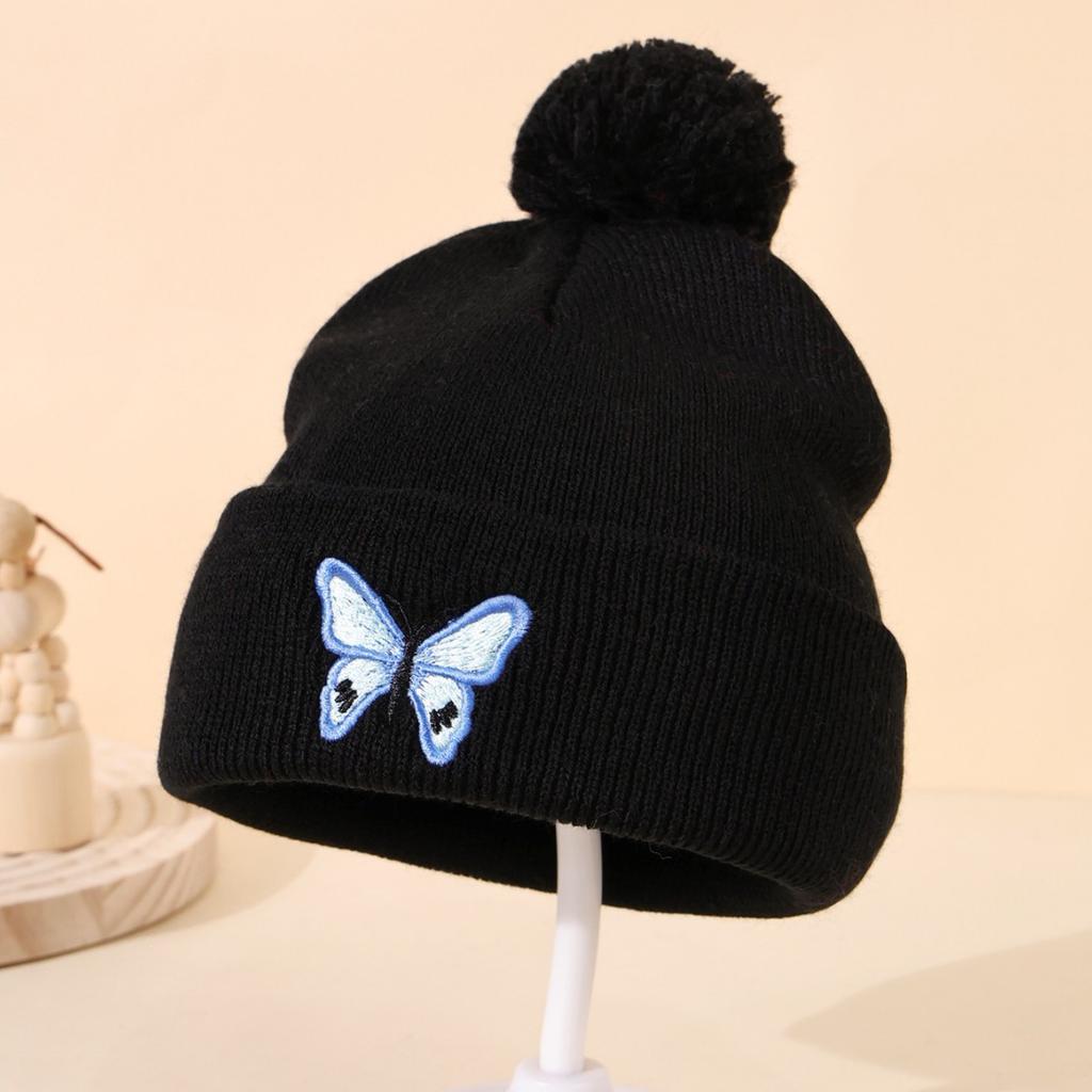 In Herfst En Winter, Gebreide Mutsen Met Vlinderafdruk, Truien En Hotselling Wolmutsen Voor Reizen En Warm Blijven