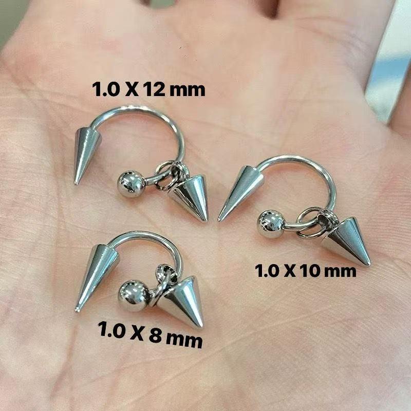 Detachable Stainless Steel Curved Barbell Threaded Spike Eyebrow Cartilage Piercing Earrings For Women Y2K Party Jewelry Gifts