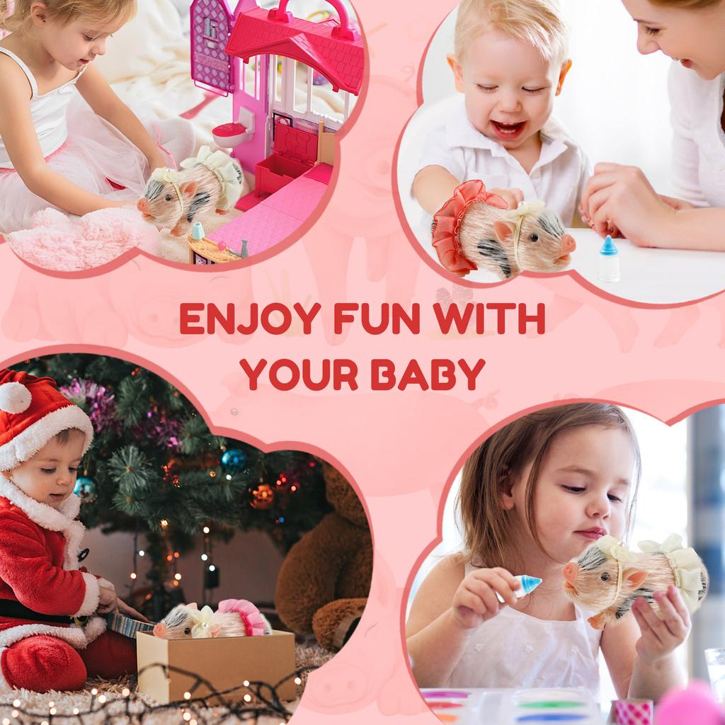 5Inch Silicone Pig Doll Toy Mini Soft Lifelike Silicone Pig Doll Miniature Reborn Silicone Pig With Accessory For Kids Toy Gift