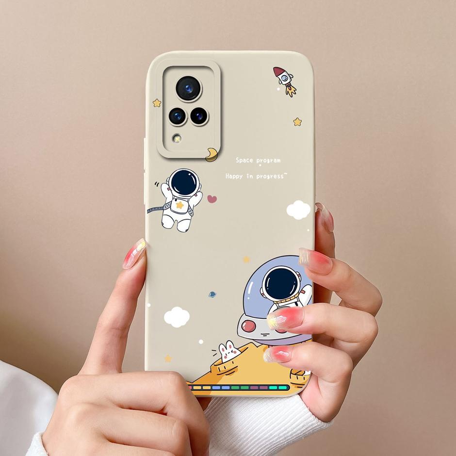 Phone Case For VIVO V21 4G 5G Cute Sweet Girls Cartoons High-quality Liquid Silicone Coque For VIVO V21 4G 5G New Design Funda