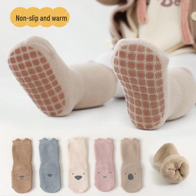 Infant Anti-slip Cartoon Dot Cotton Socks: Thickened Terry for Autumn & Winter