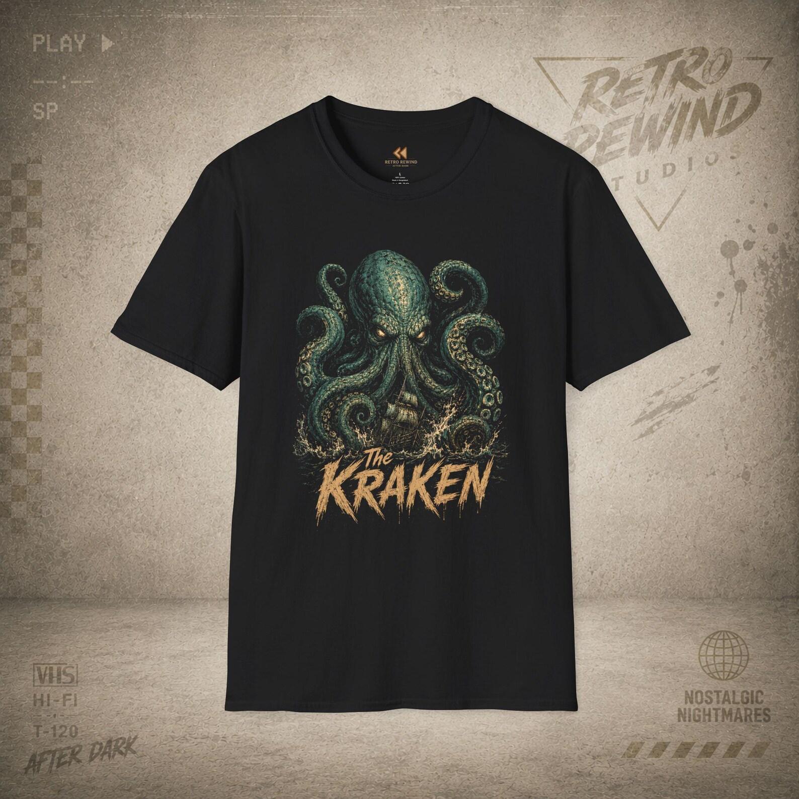 Kraken Octopus Graphic T-Shirt | Sea Monster Illustration L