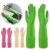Non Slip Kitchen Cleaning Gloves Fleece Lined Dishwashing Gloves, Waterproof Natural Latex Household Anti Freeze Rubber for Home Non-Slip Grip