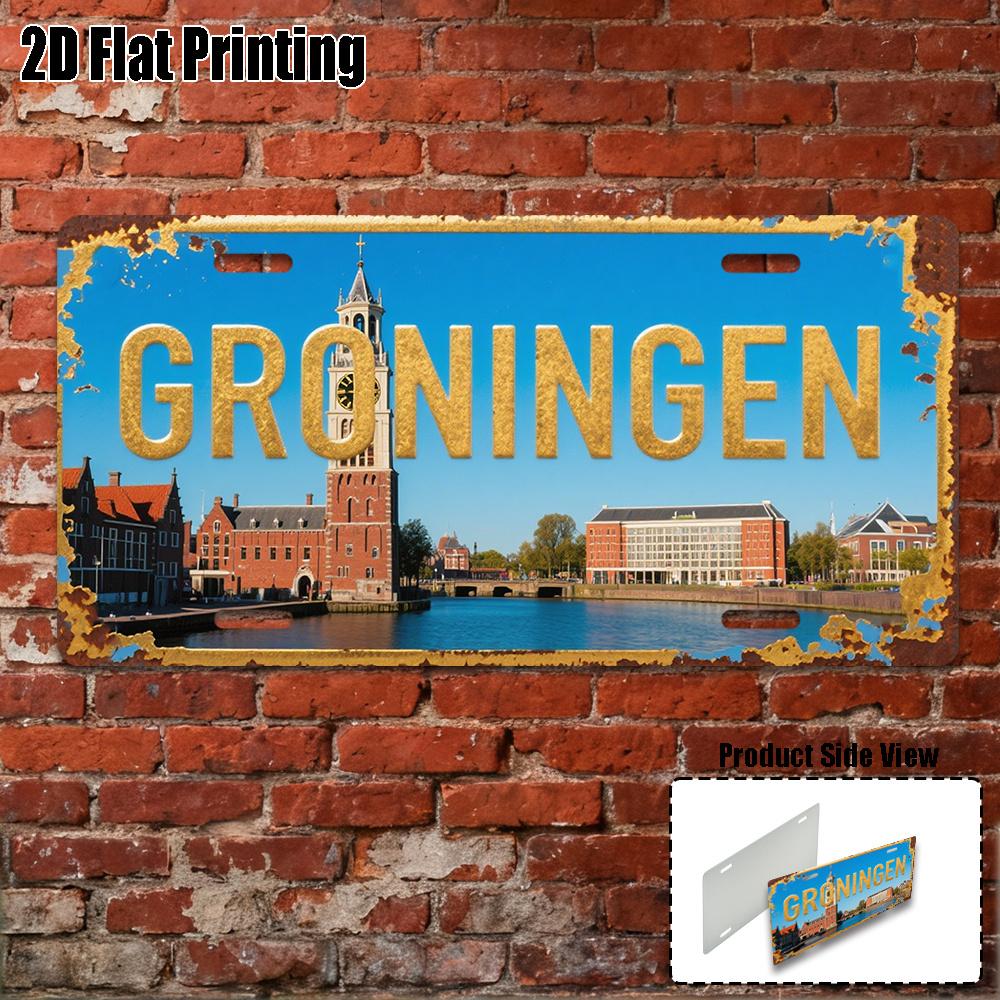 D Flatpc Vintage Sign Only for decoration Yard Signs Wall Art Groningen Sign Dutch Northern City Style Decor