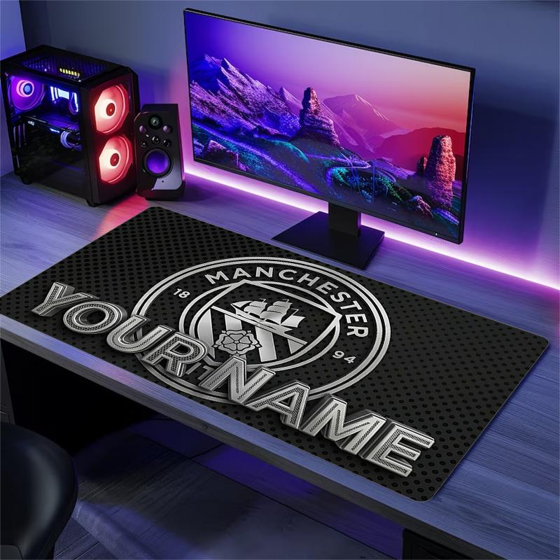 Custom Name,Manchester City Mouse Pad, Large Gaming Desk Mat, Non-slip XXL Mousepad for Laptop & Tablet, Mini PC Playmat with Stitched Edges