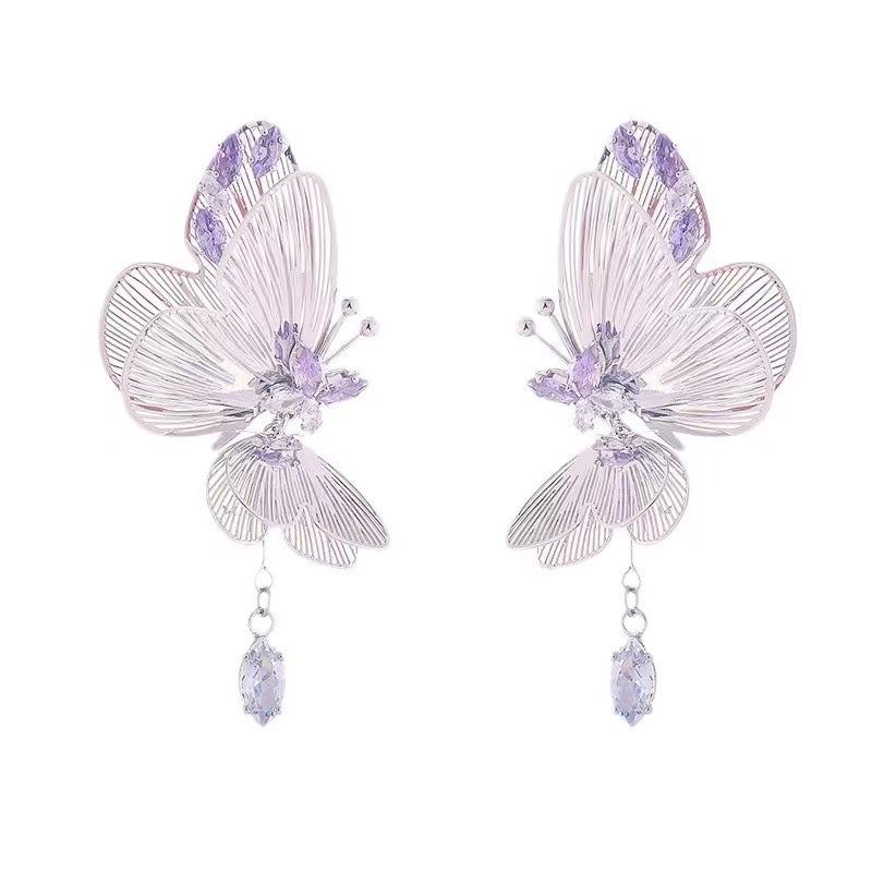 Super Flash Smart Butterfly Earrings, High-End Light Luxury Niche Earrings, Hollow Design Earrings, Super Fairy Tassel Earrings.