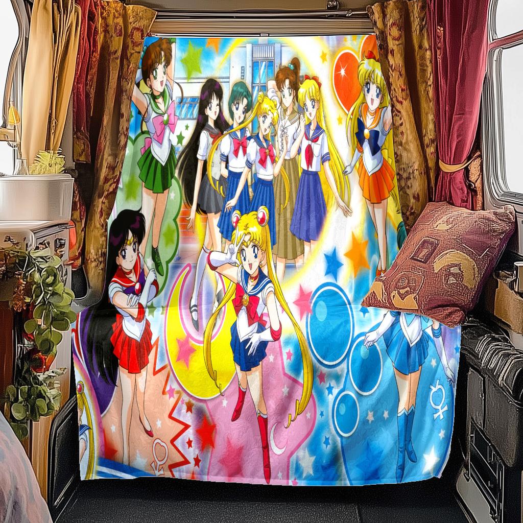 Japanese anime cute cartoon theme Sailor Moon Tsukino Usagi blanket suitable for home beds, sofa covers, office nap, outdoor warm blankets O4
