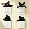 Black Cat Room Decoration Cute Light Switch Decal, Cartoon Peeking Sticker, Peel Funny Pet Pattern Wall Clings And Stick Sticker for Nursery