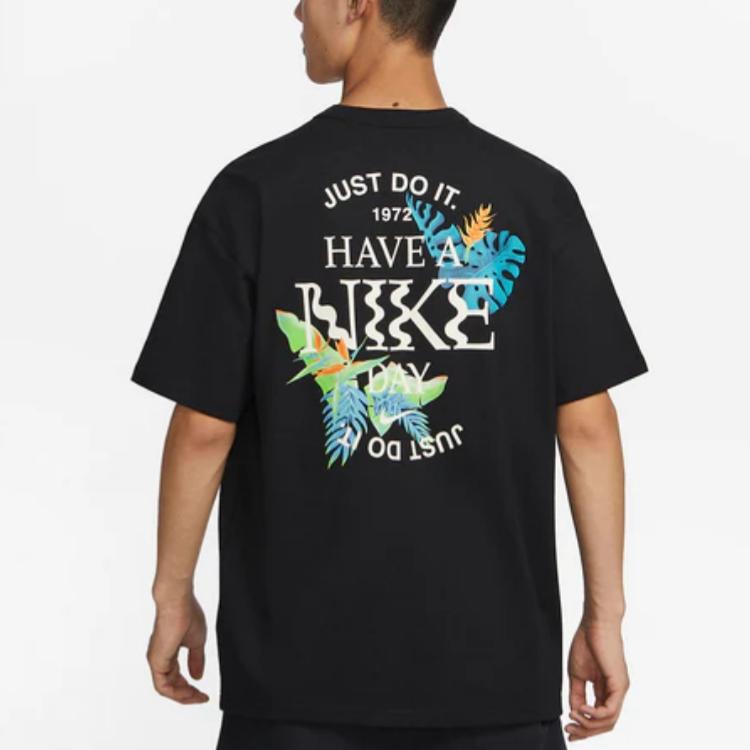 Nike T Shirts Men's Black Crew Neck Moderate Straight Fit FQ0351-010