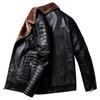 2022 Winter Slim Middle-aged & Elderly Men's Fur-Lined Leather Motorcycle Jacket