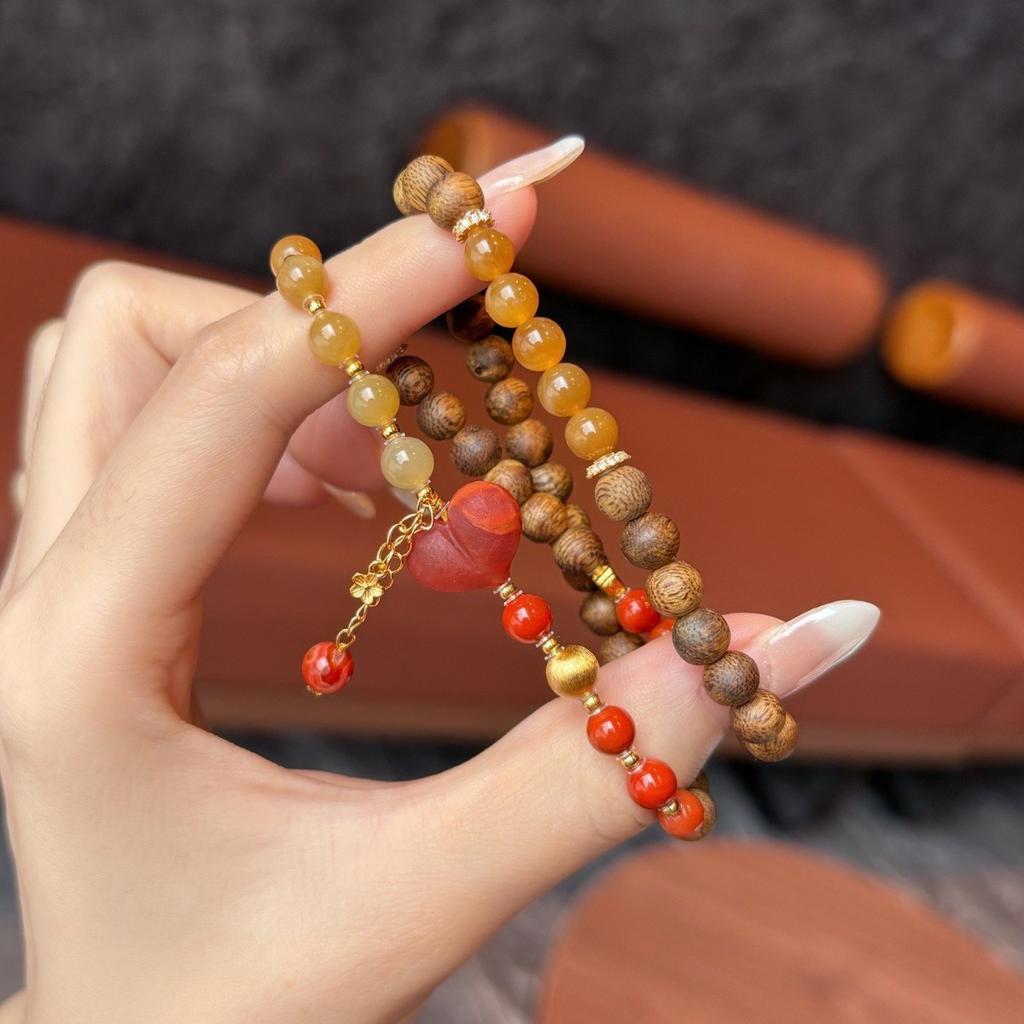 Natural Agarwood with Nanhong Jewelry Multi-specification Double-circle Bracelet for Physical Shopping Malls Jewelry Cultural and Play Stores