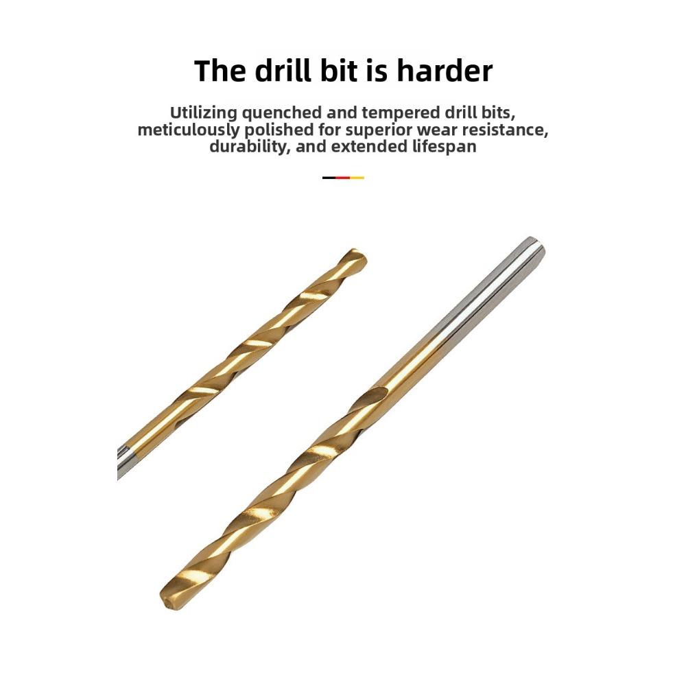 50pc Titanium Plated Fried Dough Twists Drill Set 1-3mm Small Drill Electric Drill Set DIY Woodworking Drill Bit