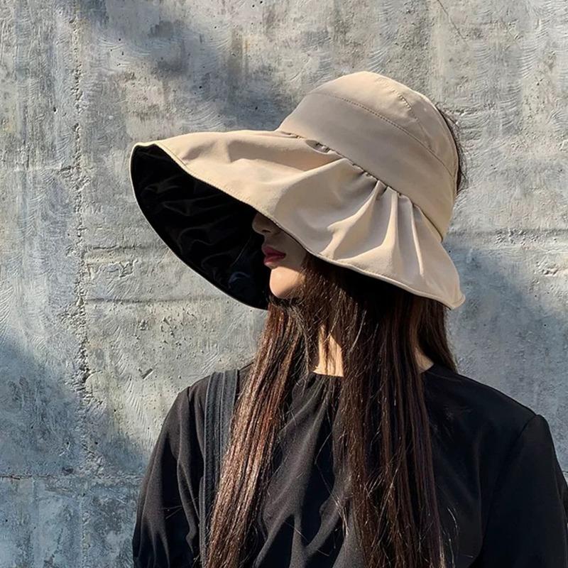 Summer Empty Top Wide Brim Sun Hat For Women Anti Uv Sunscreen Bucket Hat Female Sun Protection Outdoor Beach Cap