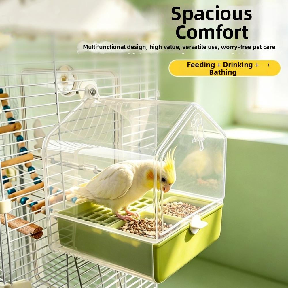 Semi-Enclosed Drawer Design Bird Feeder Large Capacity Parrot Bath Tub Bird Food Box Pet Bird Use