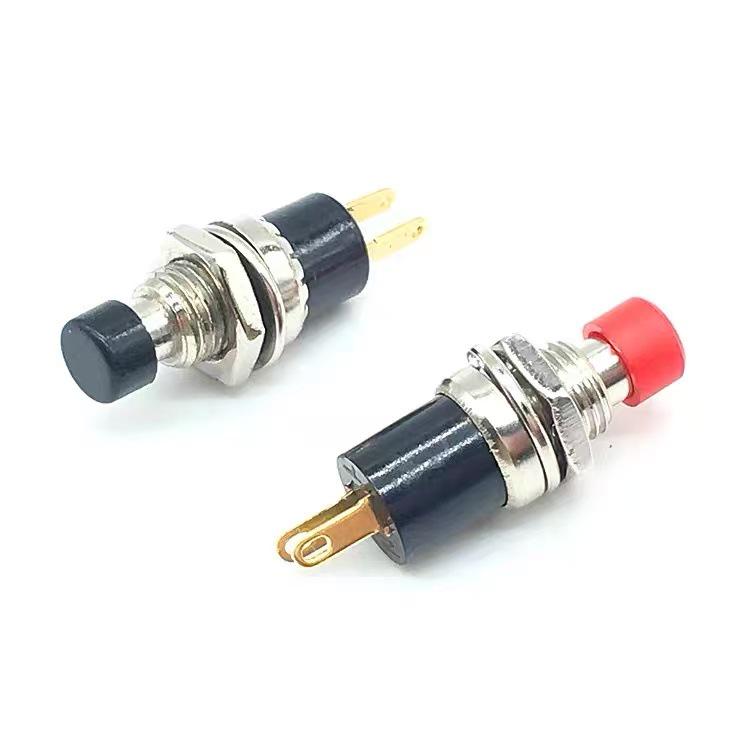 Mini Self-Locking Push Button Switch PBS-110 PB05A, Gold-Plated 2-Pin, 7mm, Round Latching Power Switch