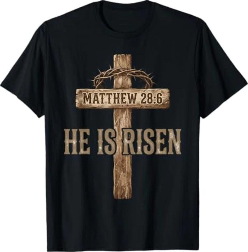 He is Risen Easter Design for Christians and Believers T-Shirt L