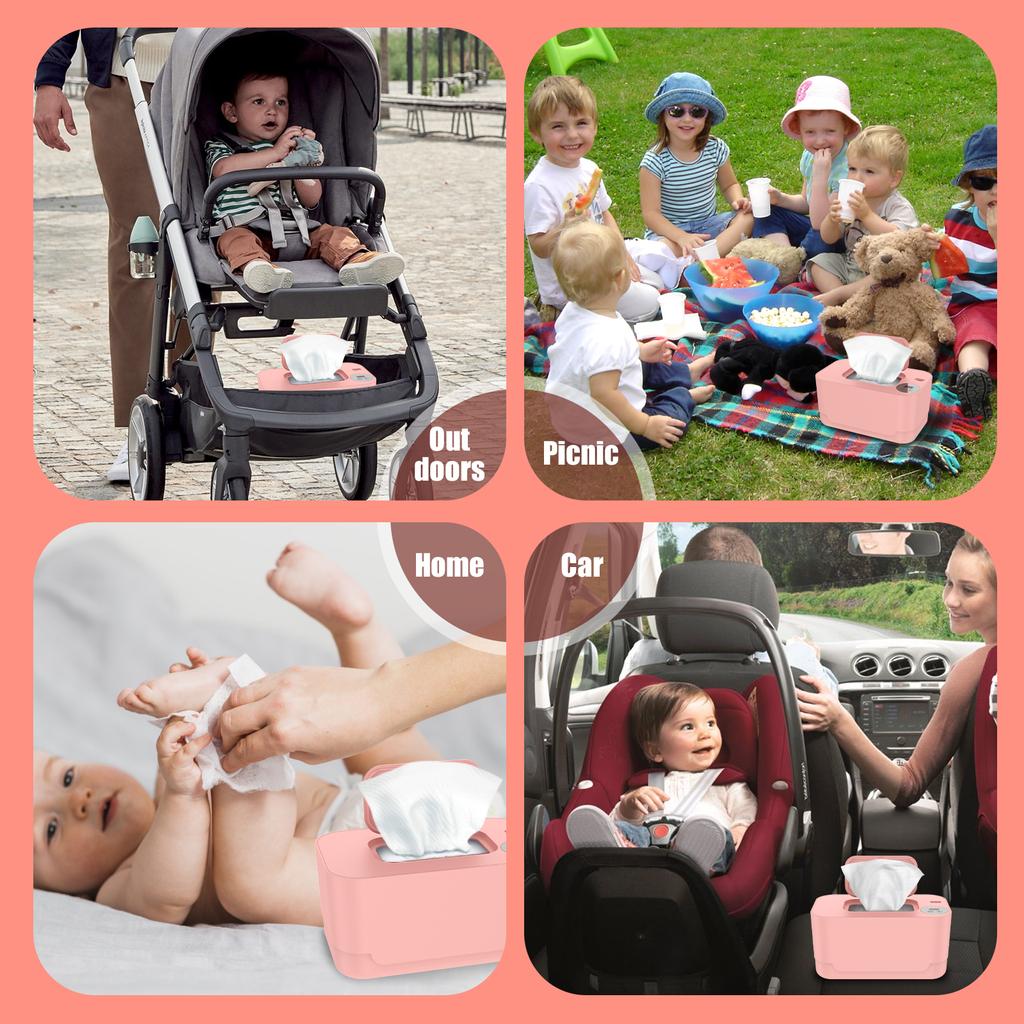 Baby Wipe Warmer Heater Wet Towel Dispenser Home/Car Use Mini Wipe Warmer Portable USB Powered 40-55°c Adjustable Temperature