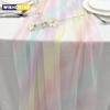 Runner da Tavola in Garza con Gradiente Arcobaleno, Decorazione Trasparente in Rete per Tavolo da Pranzo per Matrimonio, Baby Shower, Festa di Compleanno