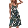 Women's Summer Bow Tie On Chest Printed V-neck High-waist Sling A-line Dress