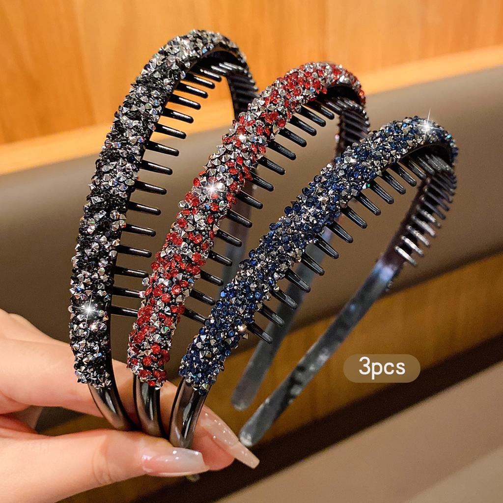 3 fashionable rhinestone headbands with teeth and anti slip hair clips suitable for Korean style hair accessories suitable for d