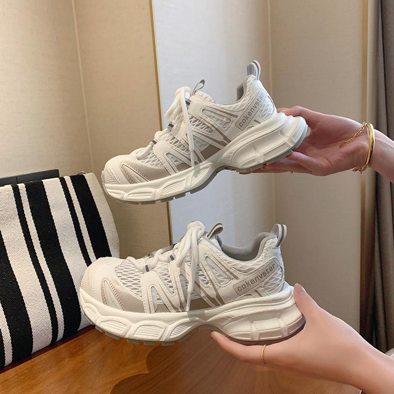 Mesh Breathable Thick-soled Dad Shoes for Women In Summer 2025 New Versatile Height-increasing Casual Sports Shoes Trendy Dad Shoes