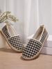Plus Size Women's European/American Canvas Slip-On Flats with Hemp Rope, Round Toe Design