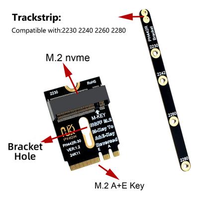 NGFF A+E-Key Male To NVME M-key Female Extension A/E Key To M Key PCIE 4.0 Riser Card for 2230 2242 2260 2280 NVME SSD