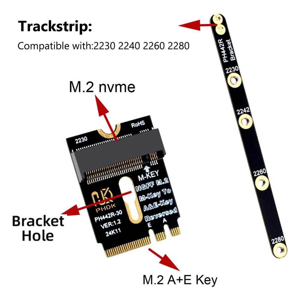 M.2 A+E To NVME SSD Adapter PCI-E 4.0 Adapter NGFF A+E-Key Male To NVME M-key Female Extension for 2230 2242 2260 2280 NVME SSD