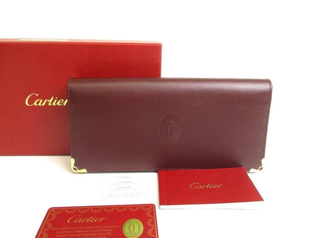 Authentic Cartier Must de Cartier Bordeaux Leather Bifold Long Wallet #a782  Refurbished