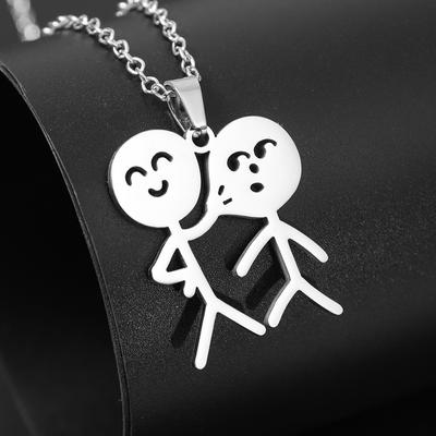 Mode Pop Niedliche Prise Gesicht Anhänger Halskette Edelstahl Spaß Anhänger Paare Geschenk Party Urlaub Geschenk Zubehör