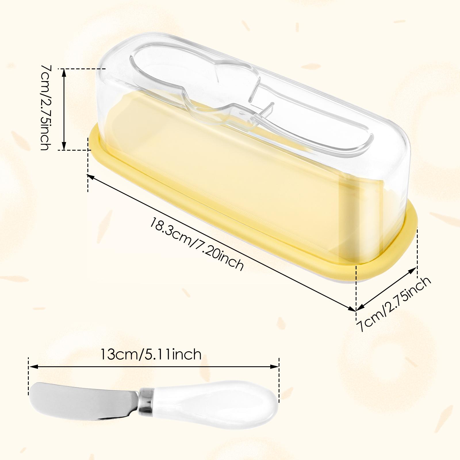 

Transparent Butter Dish Countertop Butter Holder Tray with Knife & Lid Candy Cheese Fruits Butter Box Kitchen Counter Decoration