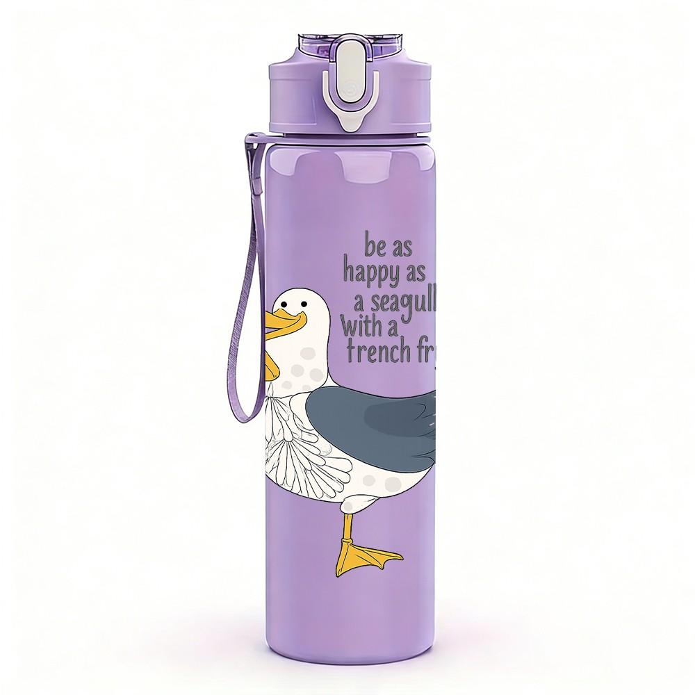 1PC Cute Duck Quote 750ml Color Plastic Sports Water Bottle Leakproof Flip Straw Lid Suitable for Sports Office Home Use