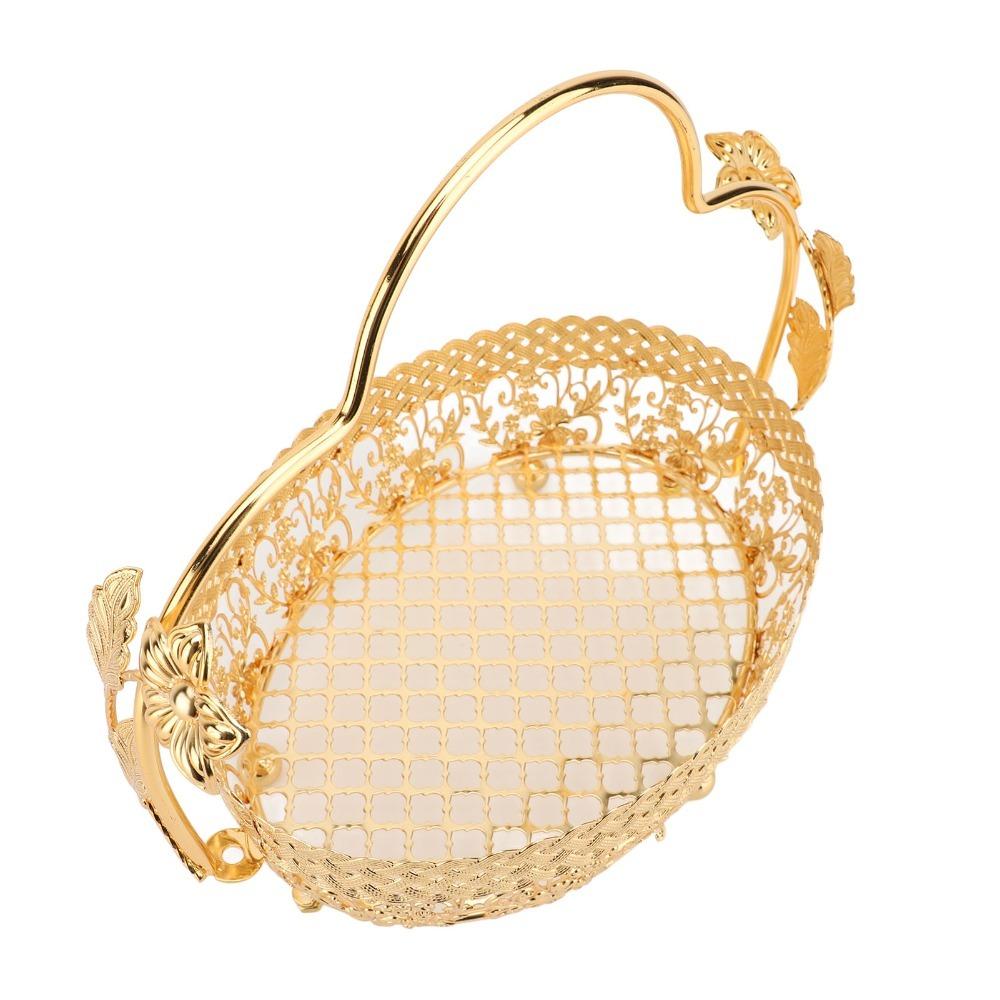 With Handle Metal Fruit Tray Metal Food Display Basket Fruit Serving Basket  Kitchen Countertop