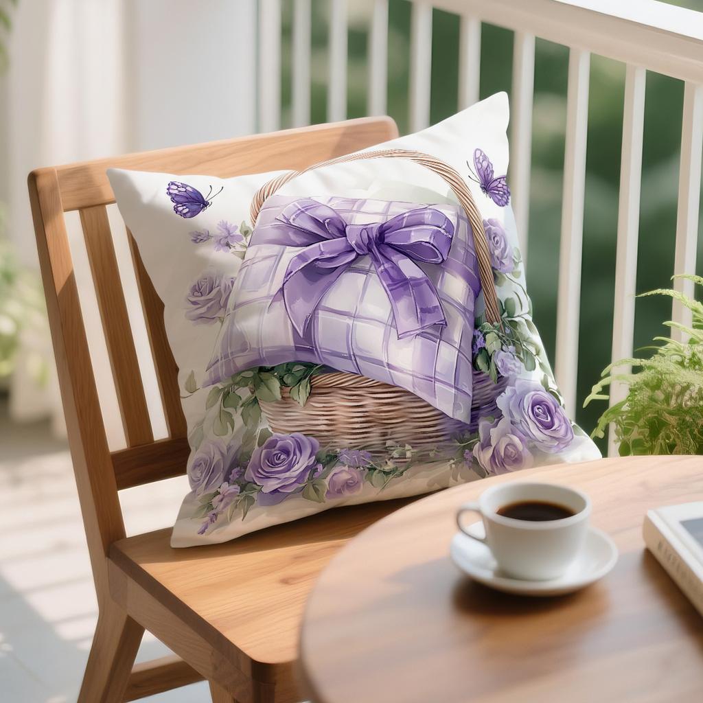 Purple Lavender Rose Cushion Cover Bedroom Car Home Sofa Decorative Pillowcase Vintage Throw Pillow Case